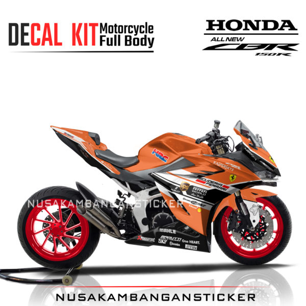Sticker Motor Honda CBR 150 New 2021 Ferari F1 Orange