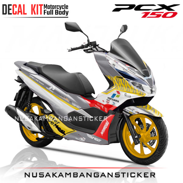 Decal Sticker Honda PCX 150 New Mandalika Racing Team Indonesia Abu -Abu