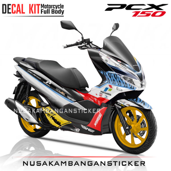 Decal Sticker Honda PCX 150 New Mandalika Racing Team Indonesia hitam