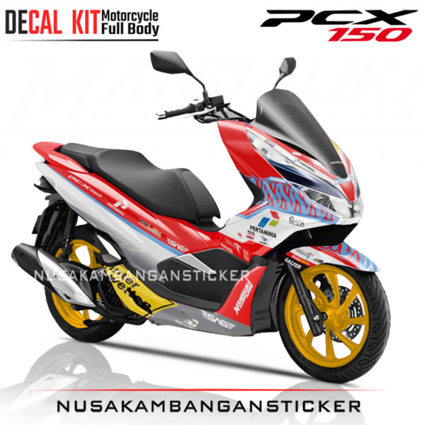 Decal Sticker Honda PCX 150 New Mandalika Racing Team Indonesia merah