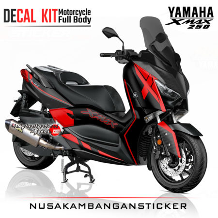 Decal Sticker Yamaha Xmax 250 Hitam list Merah Stiker Full Body