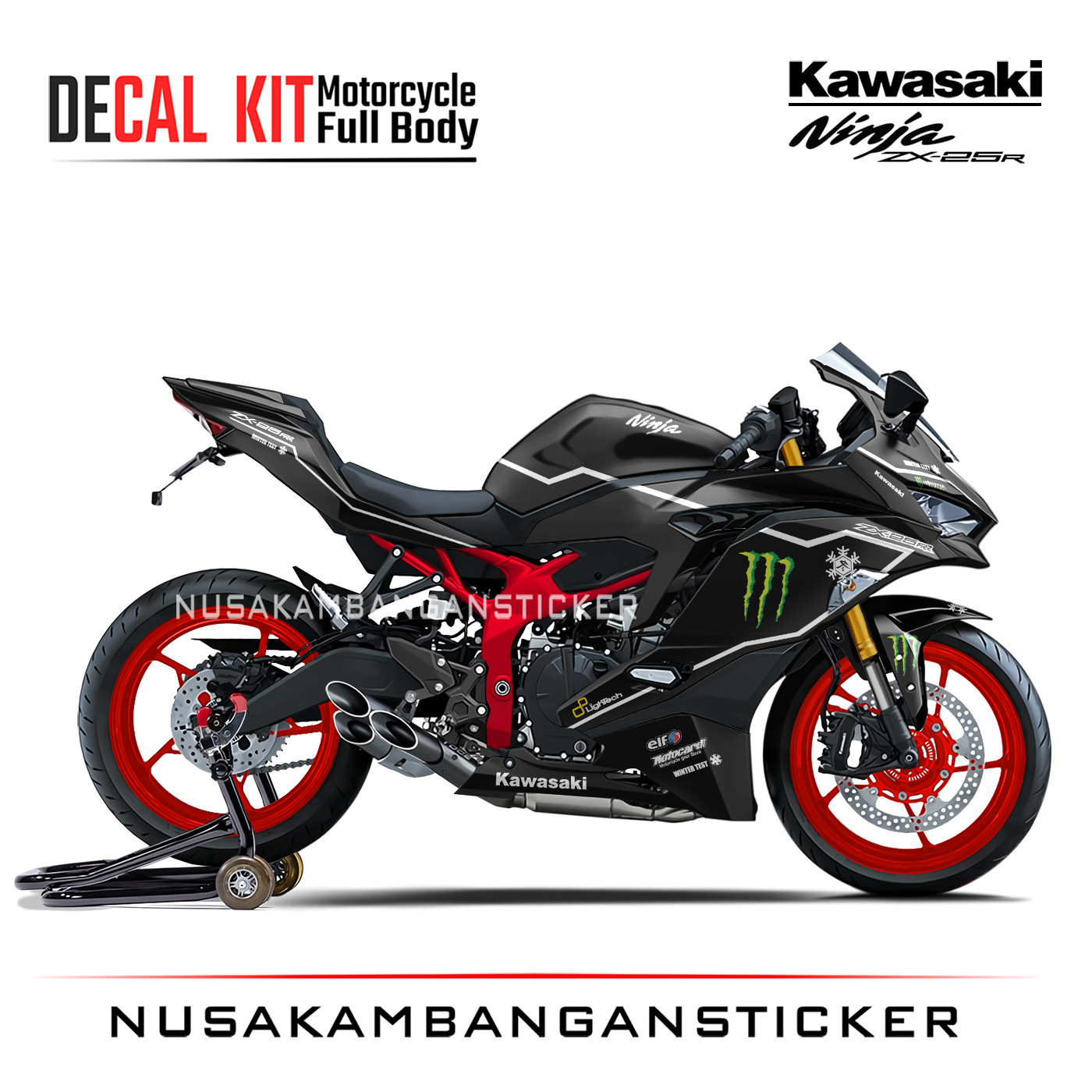 Decal Stiker Kawasaki Ninja ZX25R Black Winter Test Sticker Full Body Nusakambangansticker Nusakambangan Sticker