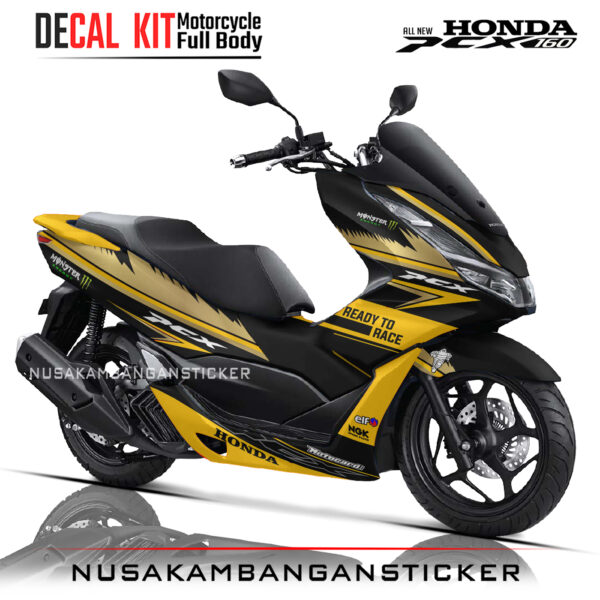 DECAL KIT STICKER HONDA PCX 160 RACING RACE NGK YELLOW03 NUSAKAMBANGANSTICKER