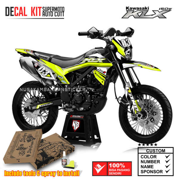 DECAL KIT STICKER KAWASAKI KLX 150 BF SUPERMOTO CARBONE LUCH KUNINGSTABILO02