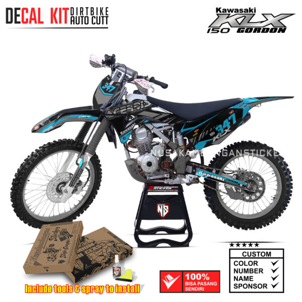 DECAL KIT STICKER KAWASAKI KLX 150 GORDON ACERBIC KAWASAKI RACING BLUE03