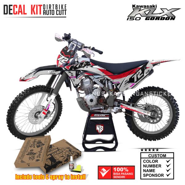 DECAL KIT STICKER KAWASAKI KLX 150 GORDON ADIDAS BLUE RACING RED03