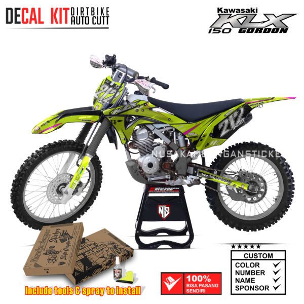 DECAL KIT STICKER KAWASAKI KLX 150 GORDON CROSS RACING YELLOW02