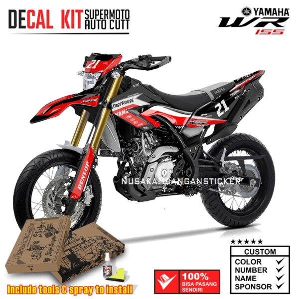 DECAL KIT STICKER SUPERMOTO YAMAHA WR - 155 GRAFIS HITAM FASTHOUSE DUNLOP 04 NUSAKAMBANGANSTICKER