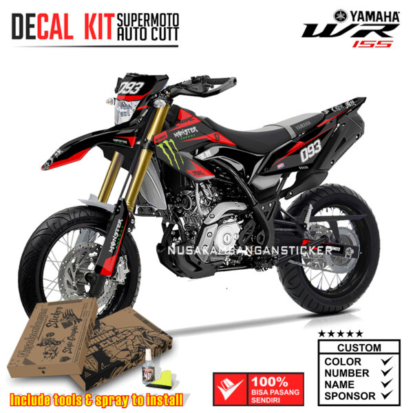 DECAL KIT STICKER SUPERMOTO YAMAHA WR - 155 MONSTER MERAH HITAM NUSAKAMBANGANSTICKER