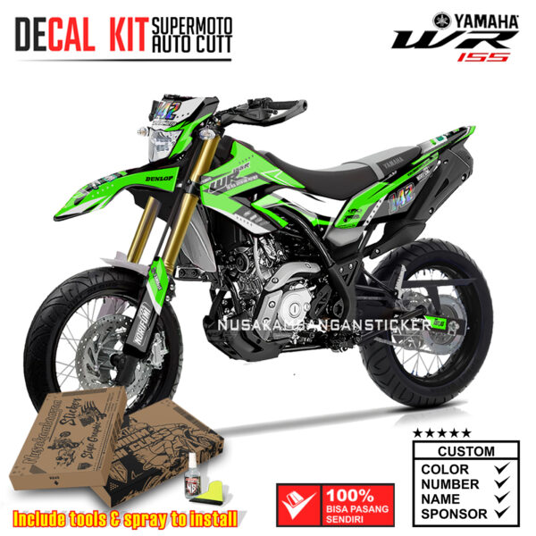 DECAL KIT STICKER SUPERMOTO YAMAHA WR 155 STARS GREEN NUSAKAMBANGANSTICKER