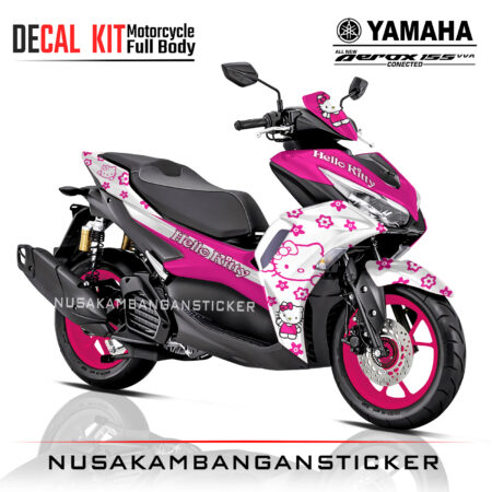 Decal-All New Aerox Connected 155 Hello Kitty pink 01 Sticker Full Body Nusakambangan Sticker