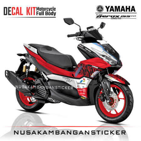 Decal-All New Aerox Connected 155 Mandalika Merah Hitam 03 Sticker Full Body Nusakambangan Sticker