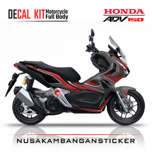 Decal Sticker Honda ADV 150 Grafis Merah Dark Grey Stiker Full Body Nusakambangansticker