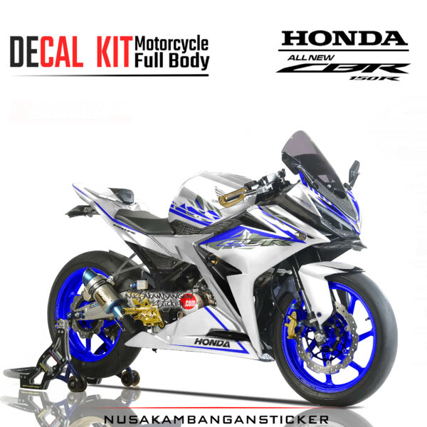 Decal Sticker Honda CBR 150 R All New Grapic kit putih biru 02 modifikasi Stiker Full Body Nusakambangansticker