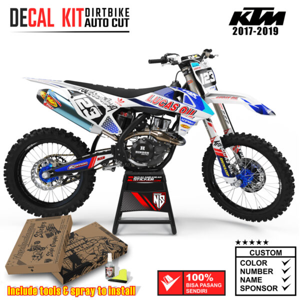 Decal Sticker Kit Dirtbike KTM 2017 - 2019 Lucas Oil White Nusakambangansticker