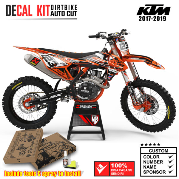 Decal Sticker Kit Dirtbike KTM 2017 - 2019 SX Orange Twin Strip Black Nusakambangansticker