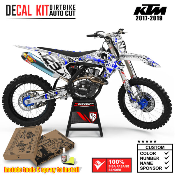 Decal Sticker Kit Dirtbike KTM 2017 - 2019 ShoesDC Blue Factory Nusakambangansticker
