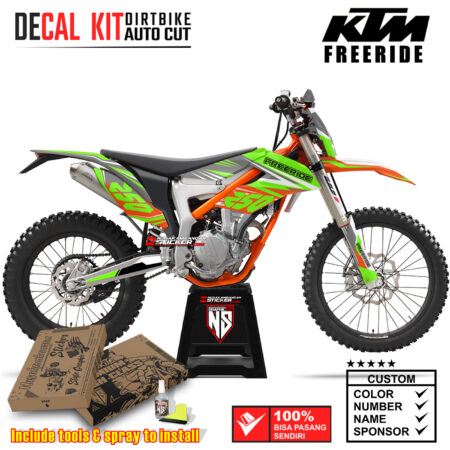 Decal Sticker Kit Dirtbike KTM FreeRide Green Fluo Style Graphic Nusakambangansticker