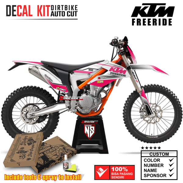 Decal Sticker Kit Dirtbike KTM FreeRide White Pink Style Graphic Nusakambangansticker