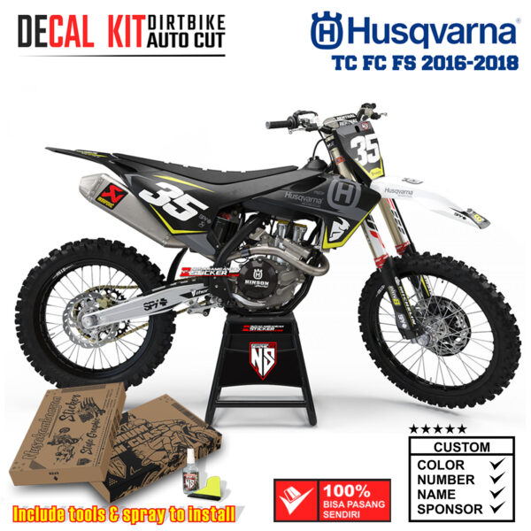 Decal Sticker Kit Supermoto Dirtbike Husqvarna FS 2016-2018 HSQ Racing Black Nusakambangansticker