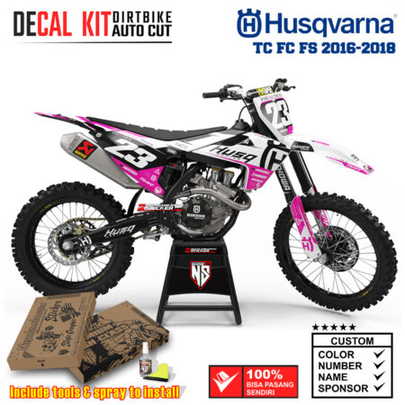 Decal Sticker Kit Supermoto Dirtbike Husqvarna FS 2016-2018 HSQ Racing Pink Nusakambangansticker