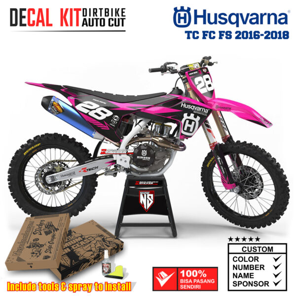 Decal Sticker Kit Supermoto Dirtbike Husqvarna FS 2016-2018 Twenty Eight Pink Racing Nusakambangansticker