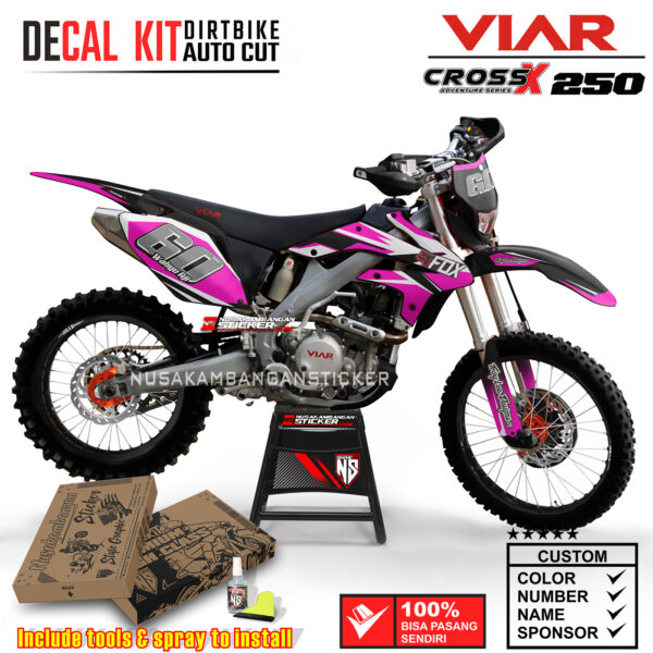 Decal Sticker Kit Viar Cross 250 Pink Strip Nusakambangansticker