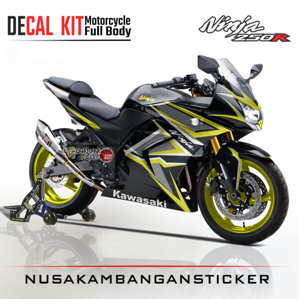 Decal Sticker Ninja 250 Karbu grafis simpel authentic kuning