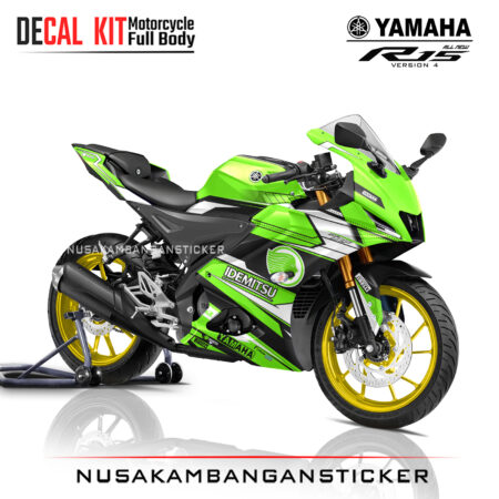 Decal Sticker Yamaha All New R15 V4 Green Fluo Idemitsu Racing Stiker Full Body Nusakambangansticker
