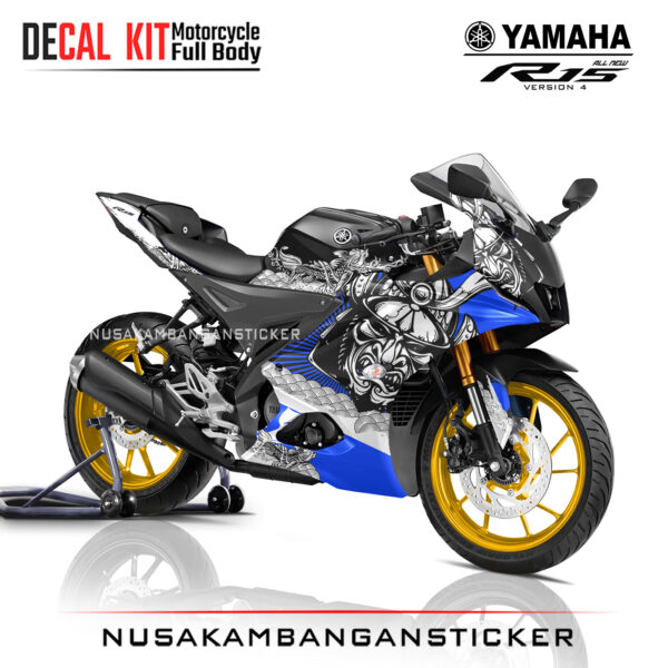 Decal Sticker Yamaha All New R15 V4 Samurai X Japan Strip Blue Stiker Full Body Nusakambangansticker