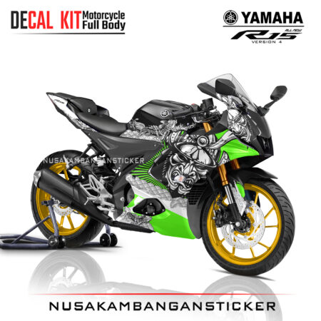 Decal Sticker Yamaha All New R15 V4 Samurai X Japan Strip Green LIme Stiker Full Body Nusakambangansticker