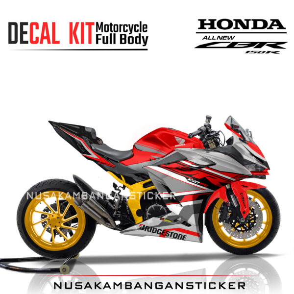 Decal Stiker Honda CBR 150 New 2021 GRAFIS ABU MERAH Sticker Full Body Nusakambangansticker