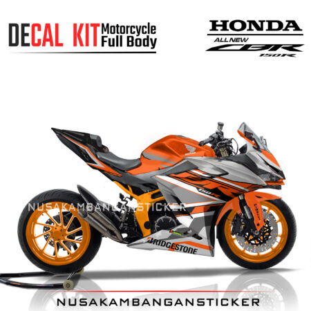 Decal Stiker Honda CBR 150 New 2021 GRAFIS ABU ORANGE Sticker Full Body Nusakambangansticker