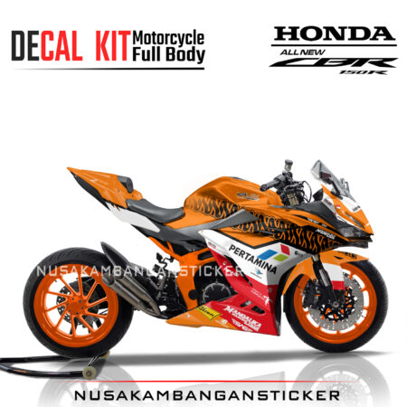 Decal Stiker Honda CBR 150 New 2021 MANDALIKA RACING TEAM ORANGE Sticker Full Body Nusakambangansticker