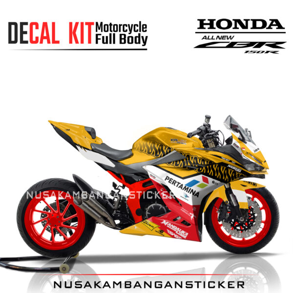 Decal Stiker Honda CBR 150 New 2021 MANDALIKA RACING TEAM YELLOW Sticker Full Body Nusakambangansticker