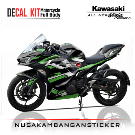 Decal Stiker Kawasaki All New Ninja 250 Fi Black Green Graphickit Sticker Full Body Nusakambangan Sticker