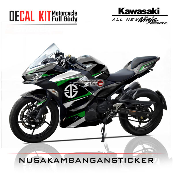 Decal Stiker Kawasaki All New Ninja 250 Fi Black Green Sticker Full Body Nusakambangan Sticker