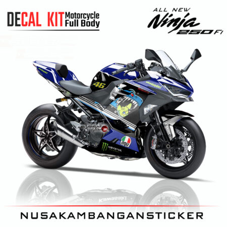 Decal Stiker Kawasaki All New Ninja 250 Fi Shark AGV Rossi Biru Sticker Full Body Nusakambangan Sticker
