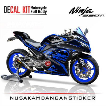 Decal Stiker Kawasaki Ninja 250 Fi BATMAN BLUE Sticker Full Body Nusakambangansticker