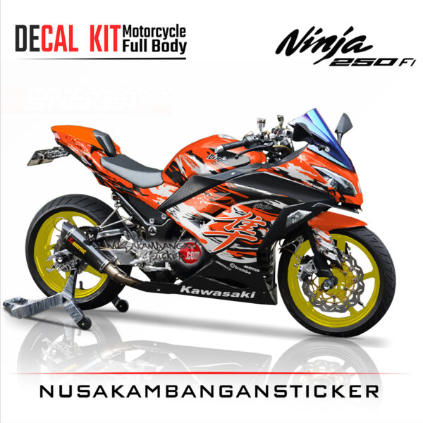 Decal Stiker Kawasaki Ninja 250 Fi Bercak Kanji orange Sticker Full Body Nusakambangansticker