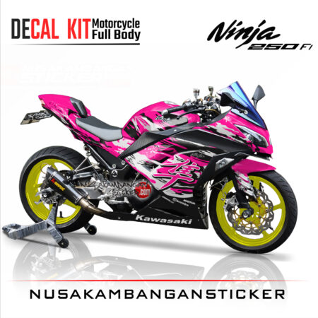 Decal Stiker Kawasaki Ninja 250 Fi Bercak Kanji pink Sticker Full Body Nusakambangansticker