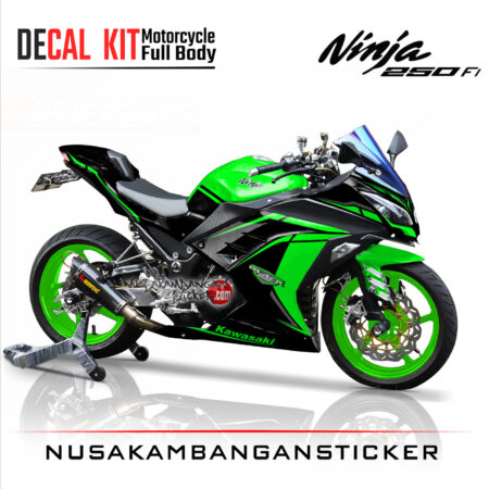 Decal Stiker Kawasaki Ninja 250 Fi Black edition grafis Hijau Sticker Full Body Nusakambangansticker