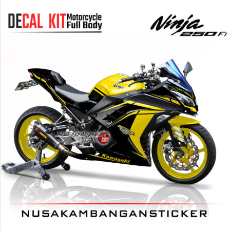 Decal Stiker Kawasaki Ninja 250 Fi Black edition grafis Kuning Sticker Full Body Nusakambangansticker