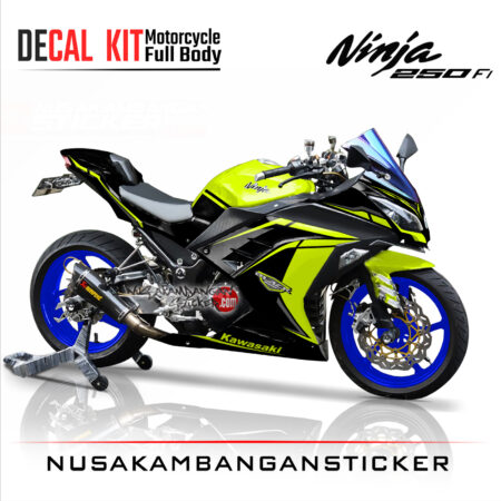 Decal Stiker Kawasaki Ninja 250 Fi Black edition grafis Kuning stabilo Sticker Full Body Nusakambangansticker