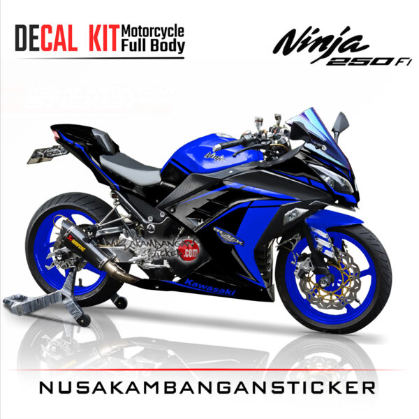 Decal Stiker Kawasaki Ninja 250 Fi Black edition grafis biru Sticker Full Body Nusakambangansticker