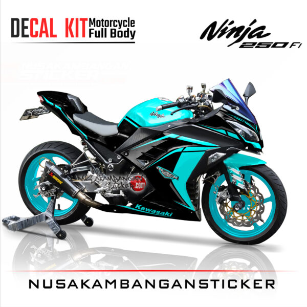 Decal Stiker Kawasaki Ninja 250 Fi Black edition grafis biru tosca Sticker Full Body Nusakambangansticker