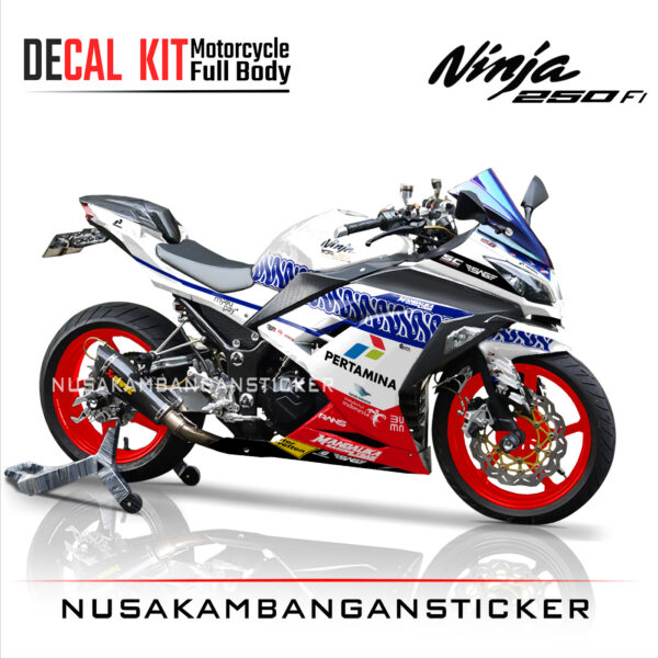 Decal Stiker Kawasaki Ninja 250 Fi MANDALIKA RACING TEAM PUTIH Sticker Full Body Nusakambangansticker