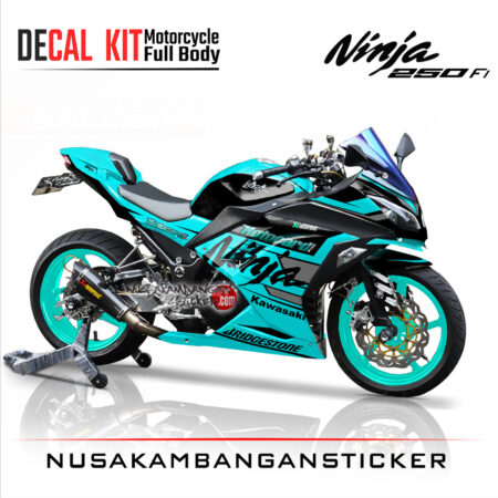 Decal Stiker Kawasaki Ninja 250 Fi MOTOCARD HIJAU TOSCA Sticker Full Body Nusakambangansticker