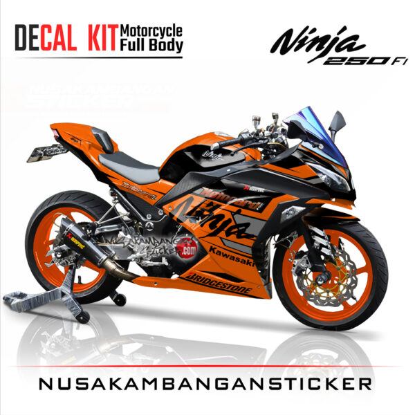 Decal Stiker Kawasaki Ninja 250 Fi MOTOCARD ORANGE Sticker Full Body Nusakambangansticker