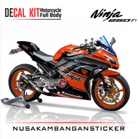 Decal Stiker Kawasaki Ninja 250 Fi ZXR ORANGE Sticker Full Body Nusakambangansticker